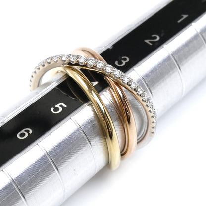 Ponte Vecchio ポンテヴェキオ K18YG/K18PG/K18WG ダイヤ リング・指輪 ダイヤモンド0.12ct 4号 3.7g ピンキー レディース【中古】【美品】