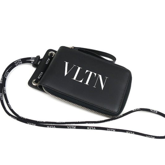 VALENTINO ヴァレンティノ ネックウォレット ロゴプリント 二つ折り財布 ブラック VY2P0P90LVN メンズ【中古】【美品】