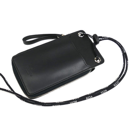 VALENTINO ヴァレンティノ ネックウォレット ロゴプリント 二つ折り財布 ブラック VY2P0P90LVN メンズ【中古】【美品】