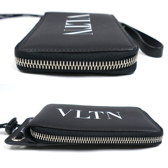 VALENTINO ヴァレンティノ ネックウォレット ロゴプリント 二つ折り財布 ブラック VY2P0P90LVN メンズ【中古】【美品】