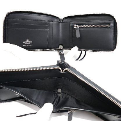 VALENTINO ヴァレンティノ ネックウォレット ロゴプリント 二つ折り財布 ブラック VY2P0P90LVN メンズ【中古】【美品】
