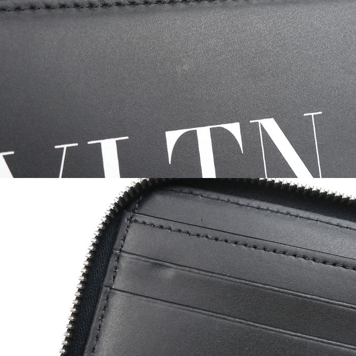 VALENTINO ヴァレンティノ ネックウォレット ロゴプリント 二つ折り財布 ブラック VY2P0P90LVN メンズ【中古】【美品】