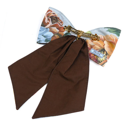 PRADA プラダ コットン 真鍮 プリントファブリック ヘアクリップ バレッタ 1IF163_2C1V_F0276 レディース【中古】【美品】