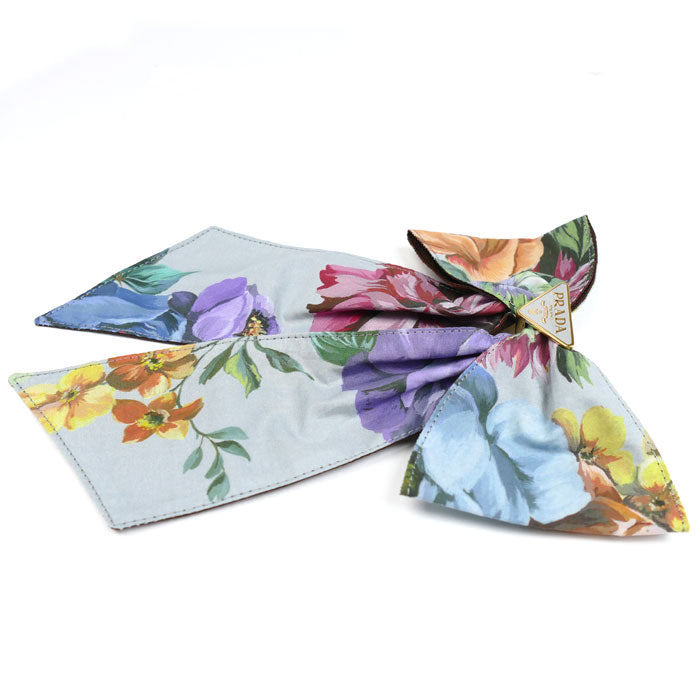 PRADA プラダ コットン 真鍮 プリントファブリック ヘアクリップ バレッタ 1IF163_2C1V_F0276 レディース【中古】【美品】