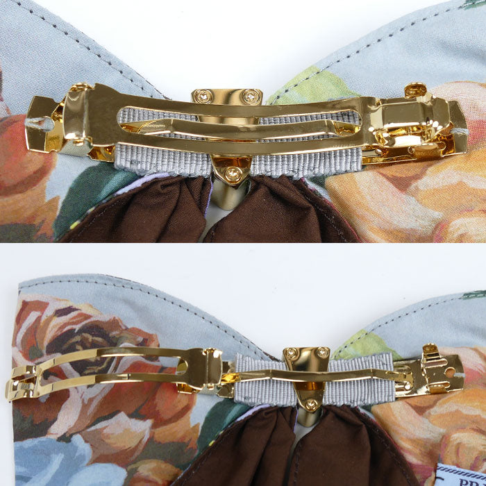 PRADA プラダ コットン 真鍮 プリントファブリック ヘアクリップ バレッタ 1IF163_2C1V_F0276 レディース【中古】【美品】