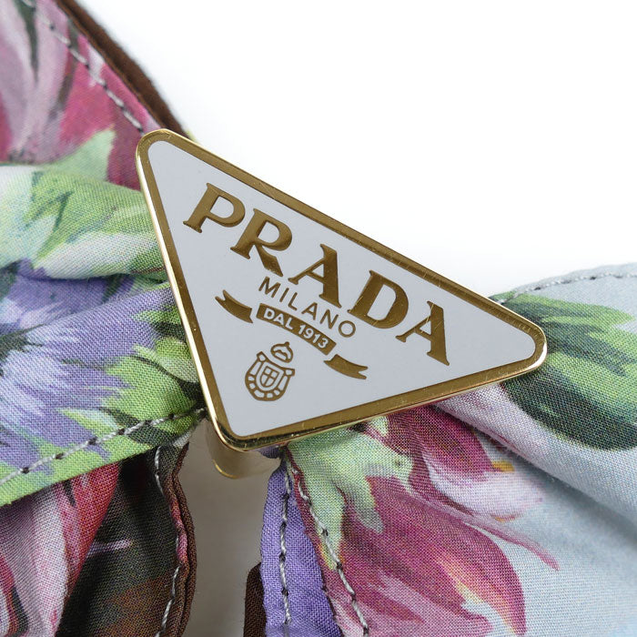 PRADA プラダ コットン 真鍮 プリントファブリック ヘアクリップ バレッタ 1IF163_2C1V_F0276 レディース【中古】【美品】