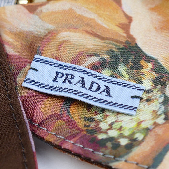 PRADA プラダ コットン 真鍮 プリントファブリック ヘアクリップ バレッタ 1IF163_2C1V_F0276 レディース【中古】【美品】