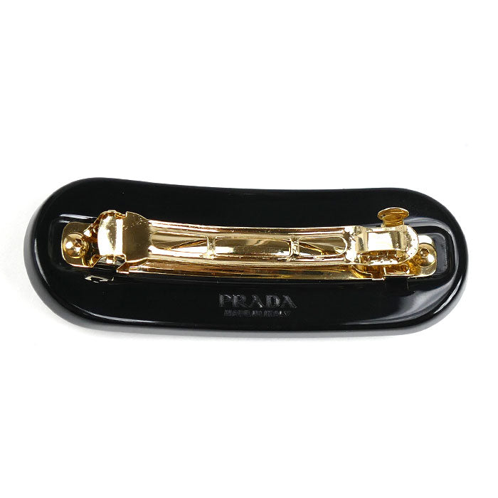PRADA プラダ プラスチック 真鍮 ロゴ プレックス ヘアクリップ バレッタ 1IF042_2CD0_F0002 レディース【中古】【美品】