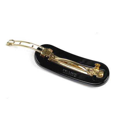 PRADA プラダ プラスチック 真鍮 ロゴ プレックス ヘアクリップ バレッタ 1IF042_2CD0_F0002 レディース【中古】【美品】