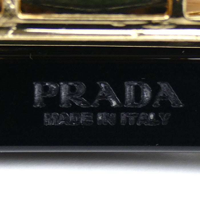 PRADA プラダ プラスチック 真鍮 ロゴ プレックス ヘアクリップ バレッタ 1IF042_2CD0_F0002 レディース【中古】【美品】