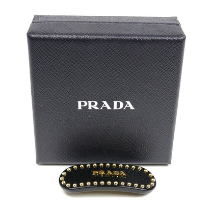 PRADA プラダ プラスチック 真鍮 ロゴ プレックス ヘアクリップ バレッタ 1IF042_2CD0_F0002 レディース【中古】【美品】