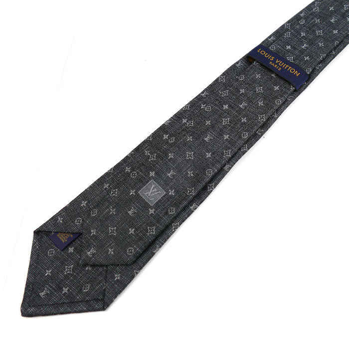 LOUIS VUITTON ルイ・ヴィトン クラヴァット ネクタイ モノグラム グレー M77840 MR2282 メンズ【中古】【美品】