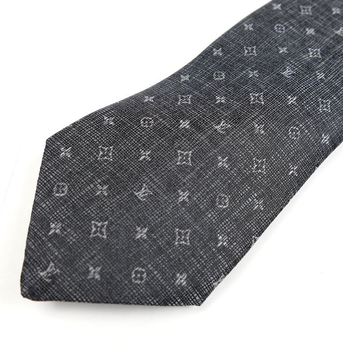 LOUIS VUITTON ルイ・ヴィトン クラヴァット ネクタイ モノグラム グレー M77840 MR2282 メンズ【中古】【美品】