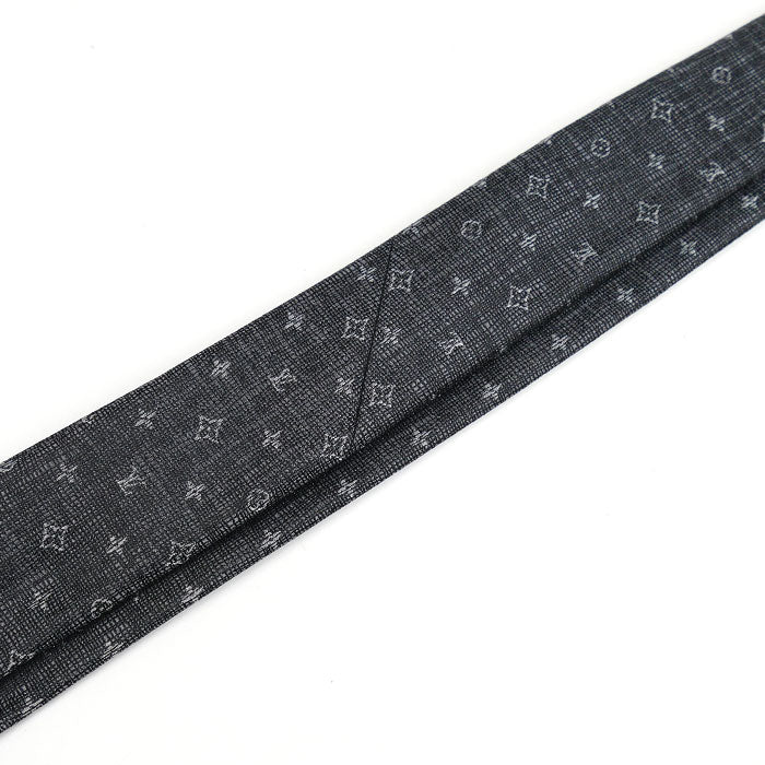 LOUIS VUITTON ルイ・ヴィトン クラヴァット ネクタイ モノグラム グレー M77840 MR2282 メンズ【中古】【美品】