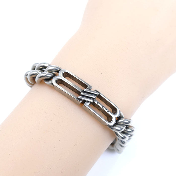 BALENCIAGA バレンシアガ メタル BB ICONグルメット ブレスレット 718493 
M 44.6g 19cm ユニセックス【中古】【美品】