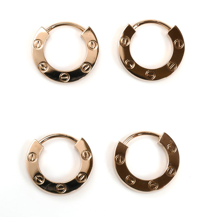 CARTIER カルティエ K18PG ピンクゴールド ラブ Love single hoop ピアス B8301422 3.0g セット レディース【中古】【美品】