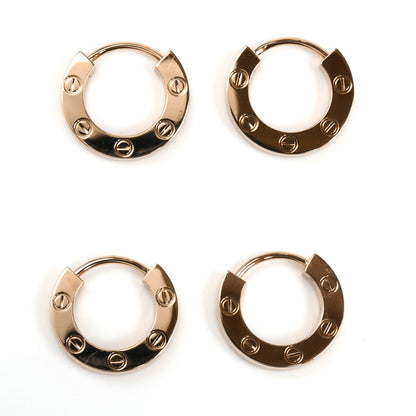 CARTIER カルティエ K18PG ピンクゴールド ラブ Love single hoop ピアス B8301422 3.0g セット レディース【中古】【美品】