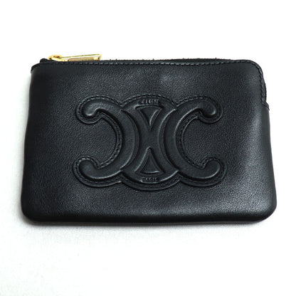CELINE セリーヌ トリオンフ レザー コインケース ブラック 10C663DR8.38NO レディース【中古】