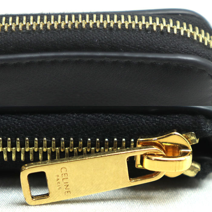 CELINE セリーヌ トリオンフ レザー コインケース ブラック 10C663DR8.38NO レディース【中古】