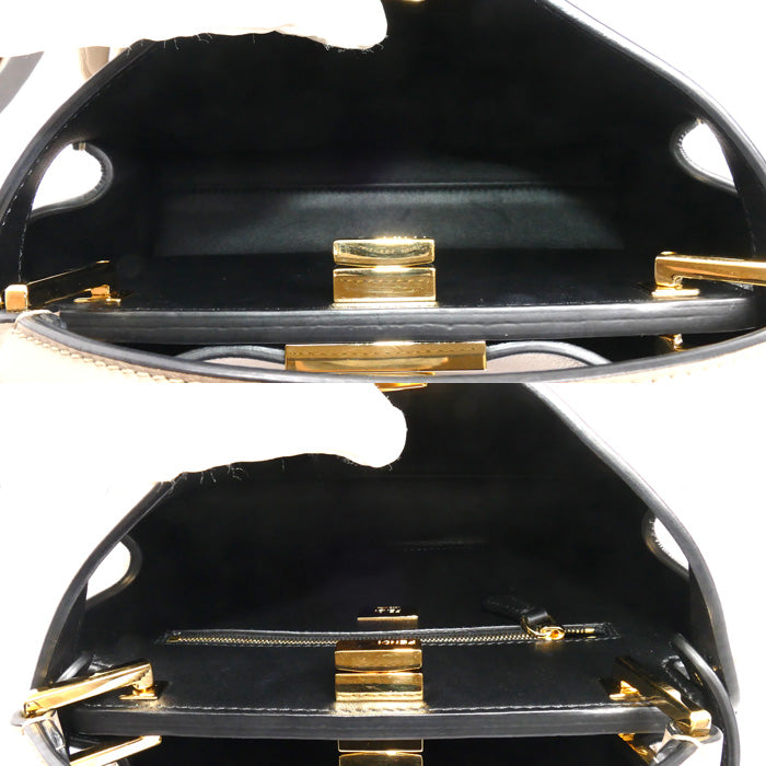 FENDI フェンディ ピーカブーエッセンシャリー 2Wayショルダーバッグ グレージュ 8BN302 SMQ F11CA レディース【中古】【美品】