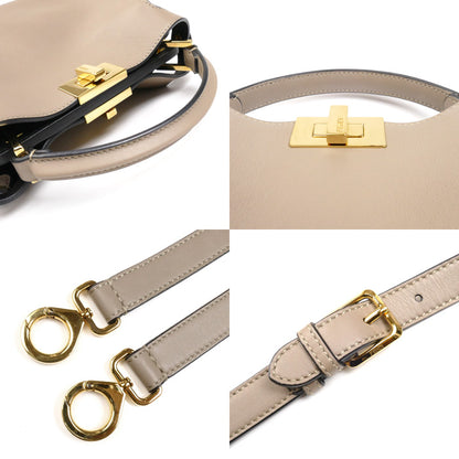 FENDI フェンディ ピーカブーエッセンシャリー 2Wayショルダーバッグ グレージュ 8BN302 SMQ F11CA レディース【中古】【美品】