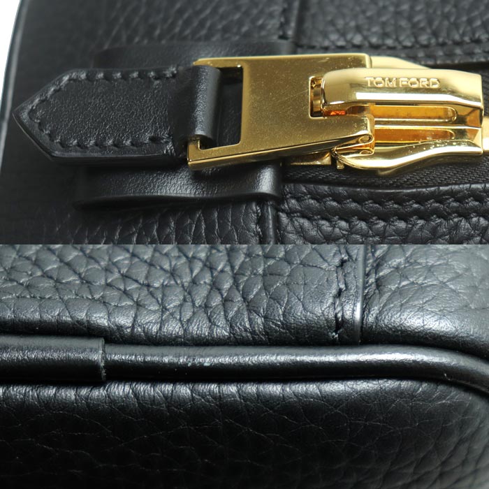 TOM FORD トムフォード シングルジップ ドップキット セカンドバッグ ブラック メンズ【中古】【美品】