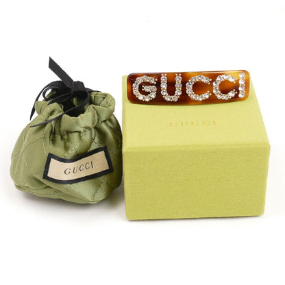 GUCCI グッチ プラスチック ラインストーン ロゴ バレッタ ‎513120 I4771 8518 レディース【中古】【美品】