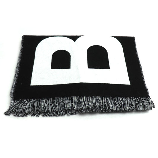 BURBERRY バーバリー ロゴ マフラー ブラック ホワイト 80542141 レディース【中古】【極美品】