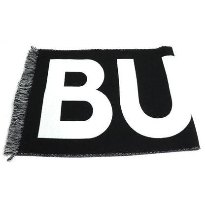 BURBERRY バーバリー ロゴ マフラー ブラック ホワイト 80542141 レディース【中古】【極美品】