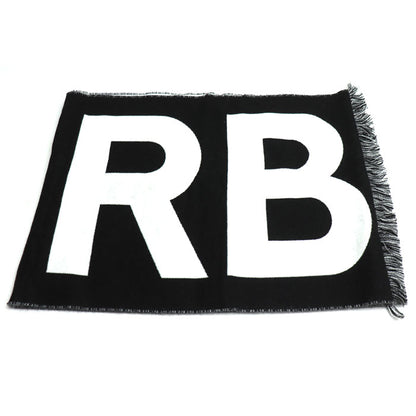 BURBERRY バーバリー ロゴ マフラー ブラック ホワイト 80542141 レディース【中古】【極美品】