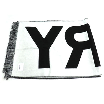 BURBERRY バーバリー ロゴ マフラー ブラック ホワイト 80542141 レディース【中古】【極美品】