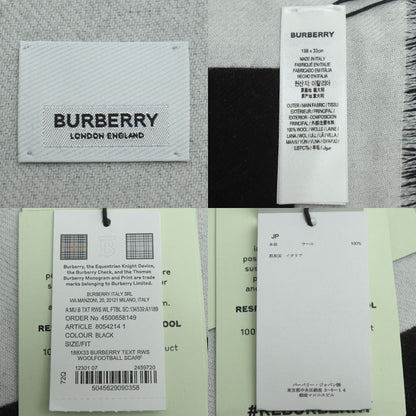 BURBERRY バーバリー ロゴ マフラー ブラック ホワイト 80542141 レディース【中古】【極美品】