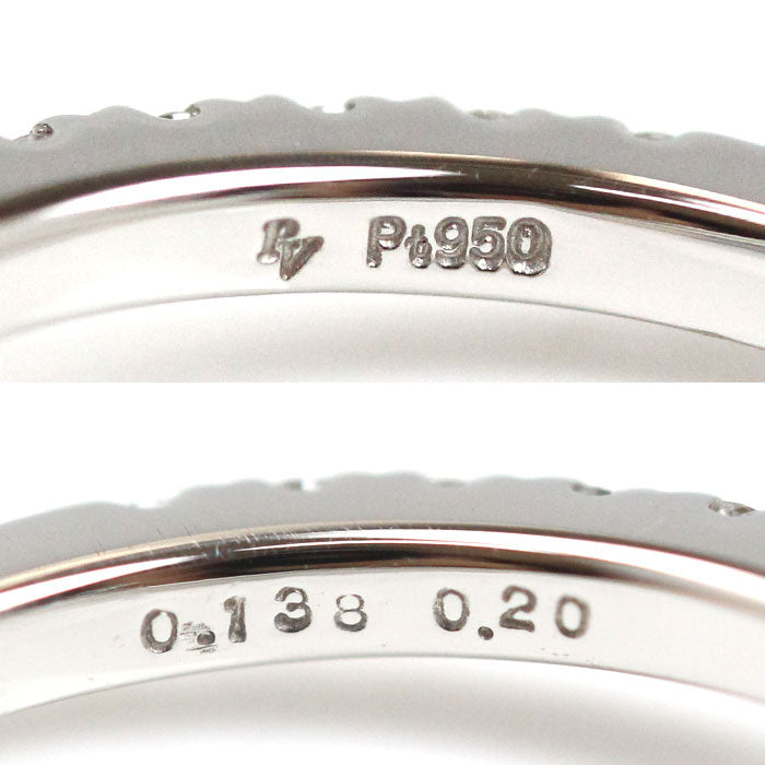 Ponte Vecchio ポンテヴェキオ Pt950プラチナ ハッピーハート e08hh リング・指輪 GL1311E001WDM5 ダイヤモンド0.138ct/0.20ct 5号 3.2g レディース【中古】【美品】