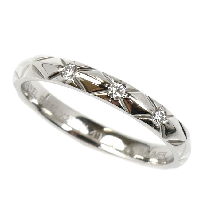 CHANEL シャネル Pt950プラチナ マトラッセ 3P ダイヤ リング・指輪 J2821 9号 49 2.9g レディース【中古】【美品】