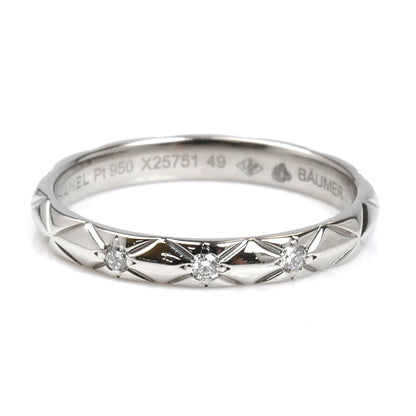 CHANEL シャネル Pt950プラチナ マトラッセ 3P ダイヤ リング・指輪 J2821 9号 49 2.9g レディース【中古】【美品】