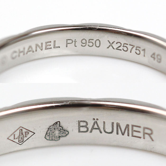 CHANEL シャネル Pt950プラチナ マトラッセ 3P ダイヤ リング・指輪 J2821 9号 49 2.9g レディース【中古】【美品】