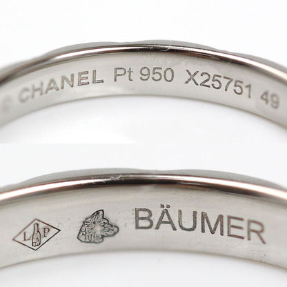 CHANEL シャネル Pt950プラチナ マトラッセ 3P ダイヤ リング・指輪 J2821 9号 49 2.9g レディース【中古】【美品】