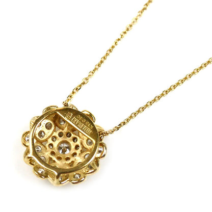 ゆきざき K18YG イエローゴールド ひまわり ネックレス W50229.2.6 ダイヤモンド0.50ct 2.8g ～45cm フリーチェーン レディース【中古】