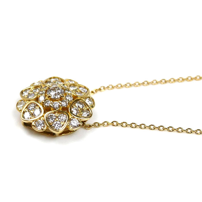 ゆきざき K18YG イエローゴールド ひまわり ネックレス W50229.2.6 ダイヤモンド0.50ct 2.8g ～45cm フリーチェーン レディース【中古】