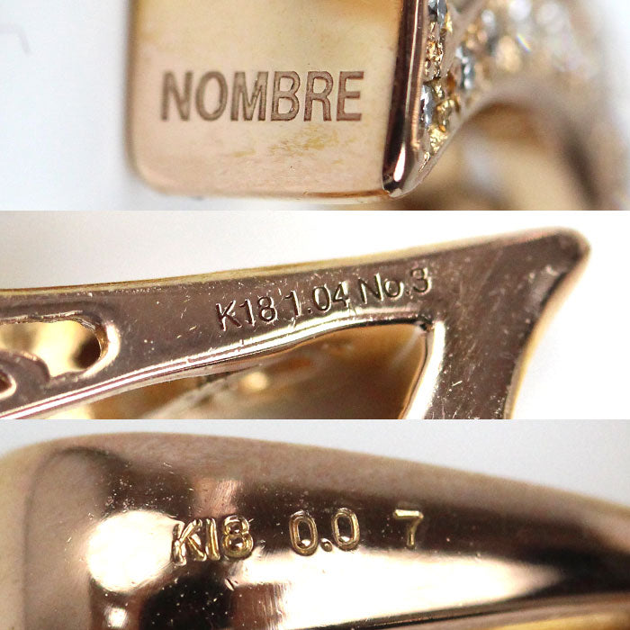 ゆきざき K18PG ピンクゴールド ノンブル NO.3 L バチカン付き ペンダントトップ ダイヤモンド1.04ct/0.07ct 10.1g ユニセックス【中古】【美品】