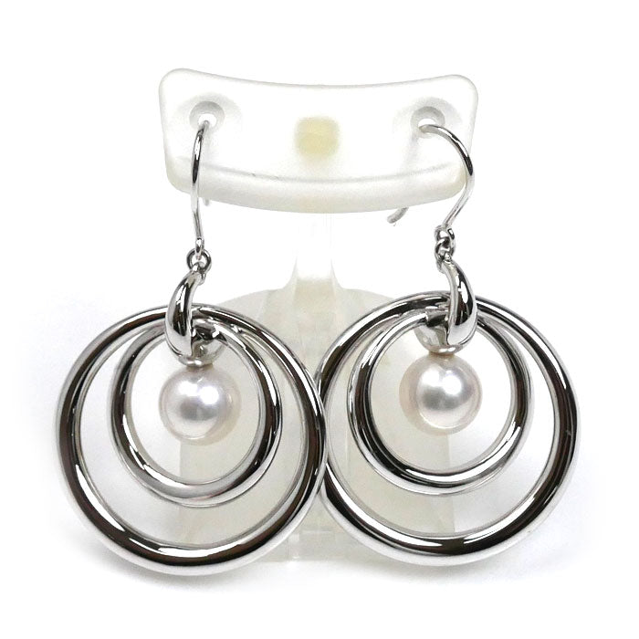 MIKIMOTO ミキモト K18WG/SV ピアス パール約7.0mm 11.6g レディース【中古】