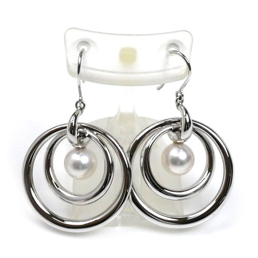 MIKIMOTO ミキモト K18WG/SV ピアス パール約7.0mm 11.6g レディース【中古】