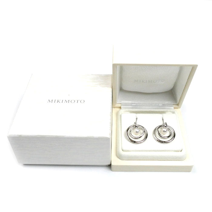 MIKIMOTO ミキモト K18WG/SV ピアス パール約7.0mm 11.6g レディース【中古】