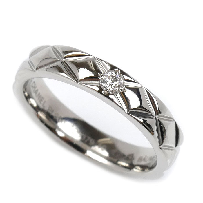 CHANEL シャネル Pt950プラチナ マトラッセ 1Pダイヤ リング・指輪 J2822 9号 49 5.5g レディース【中古】【美品】