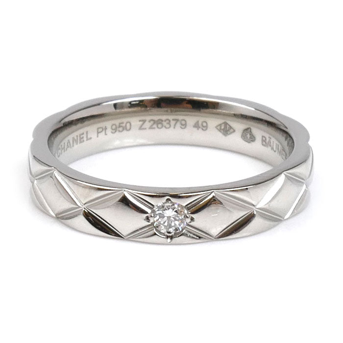 【Pt950】リング1点　CHANELマトラッセ　プラチナ ダイヤ付き Pt950】リング1点 CHANELマトラッセ プラチナ ダイヤ付き Pt950