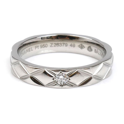 CHANEL シャネル Pt950プラチナ マトラッセ 1Pダイヤ リング・指輪 J2822 9号 49 5.5g レディース【中古】【美品】
