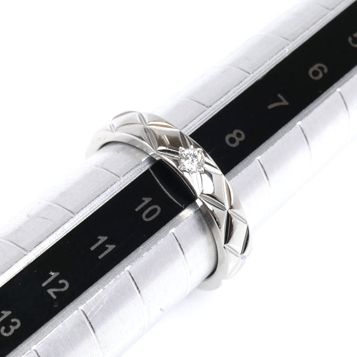 CHANEL シャネル Pt950プラチナ マトラッセ 1Pダイヤ リング・指輪 J2822 9号 49 5.5g レディース【中古】【美品】