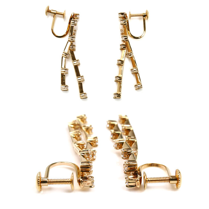 Ponte Vecchio ポンテヴェキオ K18PG ピンクゴールド イヤリング ダイヤモンド0.27ct/0.27ct 4.6g ネジ式 レディース【中古】【美品】