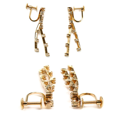 Ponte Vecchio ポンテヴェキオ K18PG ピンクゴールド イヤリング ダイヤモンド0.27ct/0.27ct 4.6g ネジ式 レディース【中古】【美品】