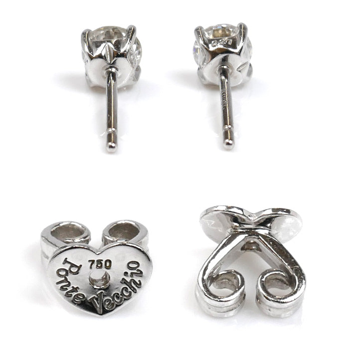 Ponte Vecchio ポンテヴェキオ K18WG ホワイトゴールド ピアス ダイヤモンド0.27ct/0.27ct 1.4g 一粒ダイヤ レディース【中古】【美品】